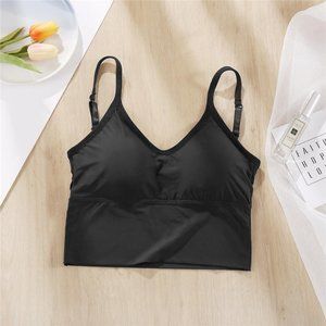 Black Sexy Smooth Ice Silk Tank Crop Top-Free Size